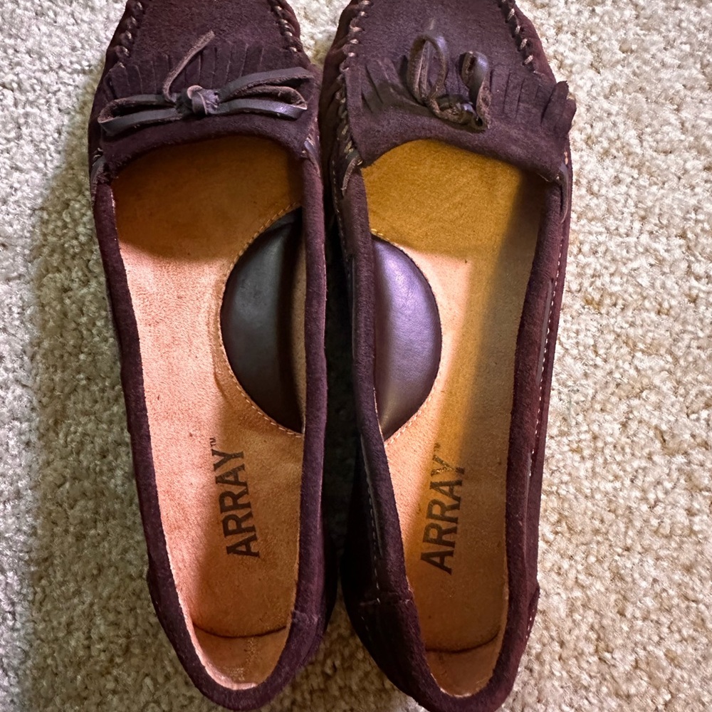 Women's Array Brown Suede Leather Kiltie Tasseled Moccasins Flats Shoes size 7.5 - Picture 4 of 4